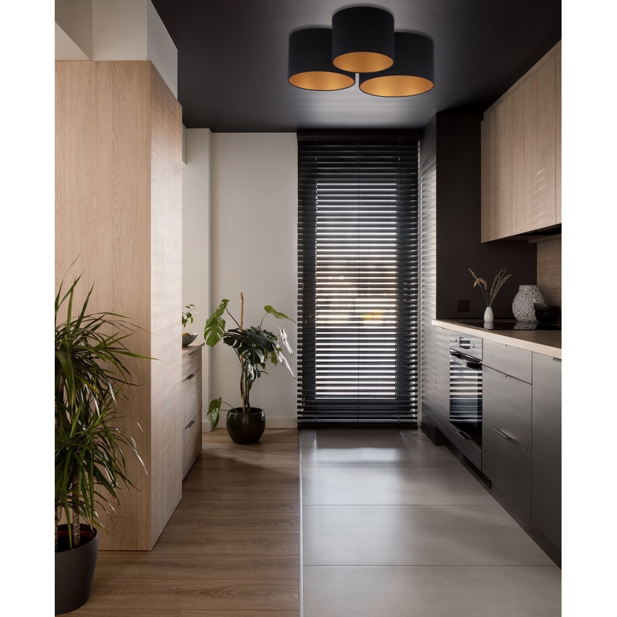 Duolla - Taklampa ROLLER TRIO 3xE27/60W/230V svart/guld