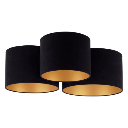 Duolla - Taklampa ROLLER TRIO 3xE27/60W/230V svart/guld
