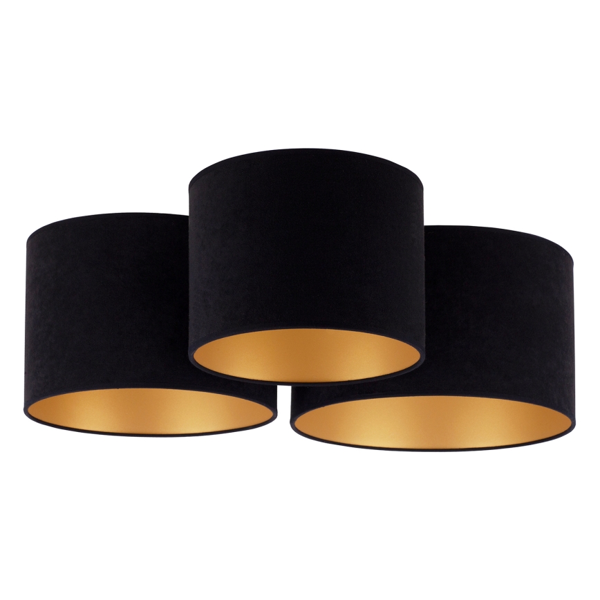 Duolla - Taklampa ROLLER TRIO 3xE27/60W/230V svart/guld