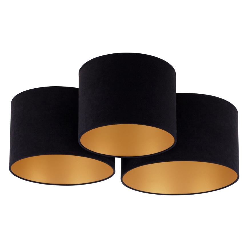 Duolla - Taklampa ROLLER TRIO 3xE27/60W/230V svart/guld