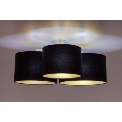 Duolla - Taklampa ROLLER TRIO 3xE27/60W/230V svart/guld