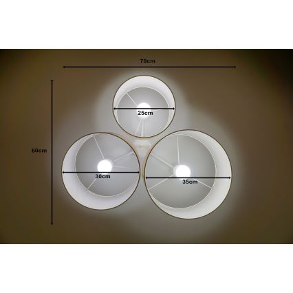 Duolla - Taklampa ROLLER TRIO 3xE27/60W/230V vit/guld