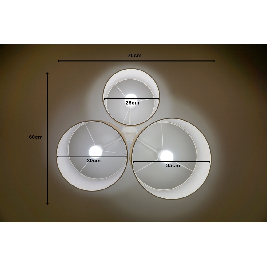 Duolla - Taklampa ROLLER TRIO 3xE27/60W/230V vit/guld
