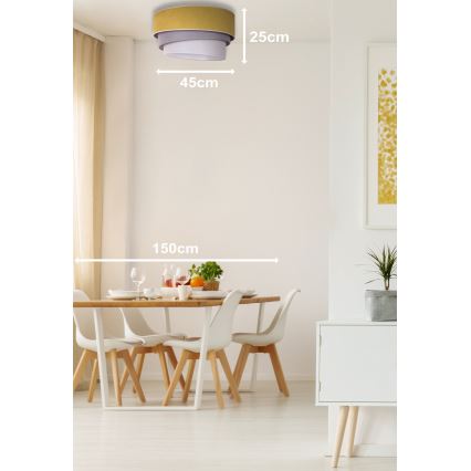 Duolla - Taklampa TRIO 1xE27/15W/230V diameter 45 cm gul/grå/vit