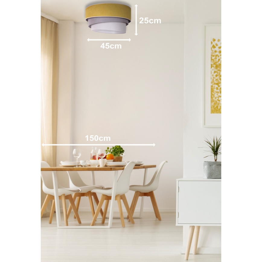 Duolla - Taklampa TRIO 1xE27/15W/230V diameter 45 cm gul/grå/vit