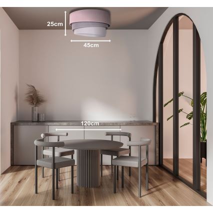 Duolla - Taklampa TRIO 1xE27/15W/230V diameter 45 cm rosa/grå/vit