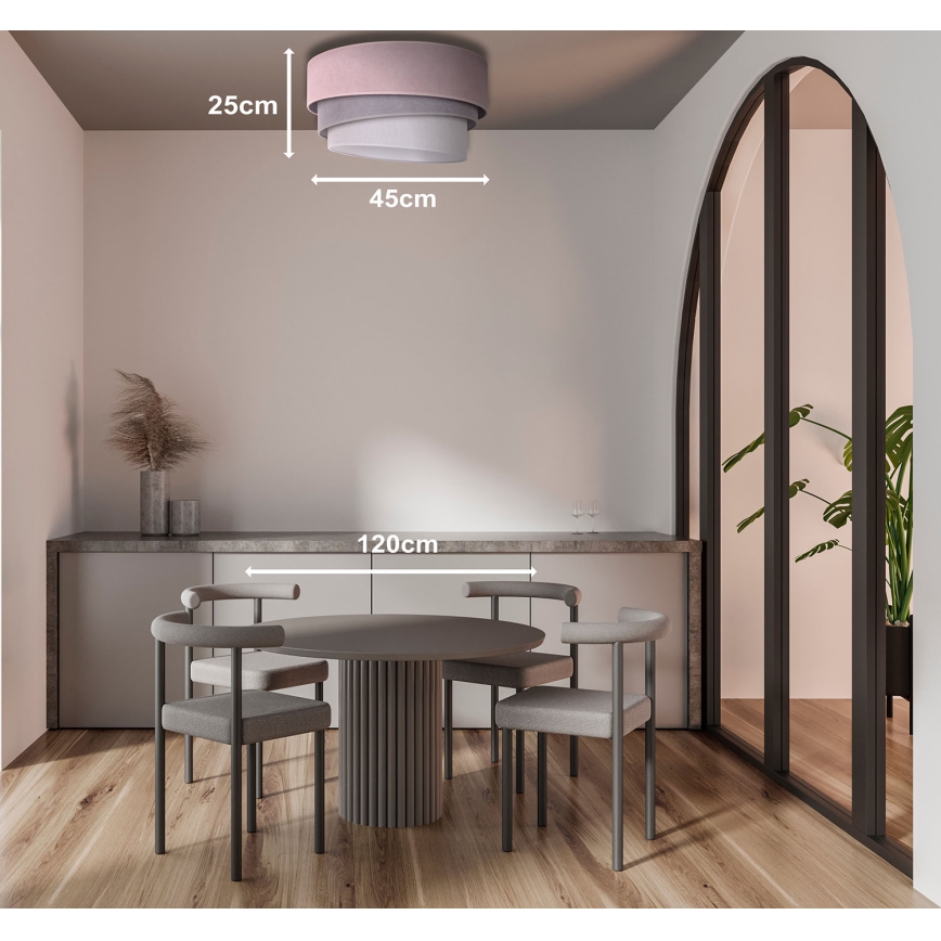 Duolla - Taklampa TRIO 1xE27/15W/230V diameter 45 cm rosa/grå/vit