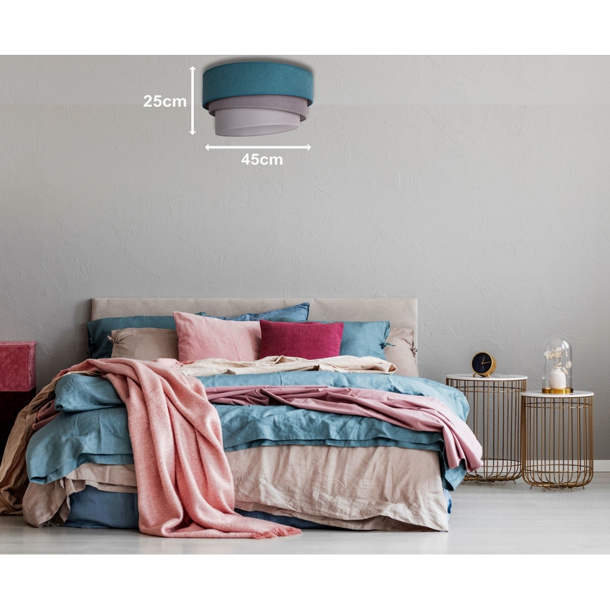 Duolla - Taklampa TRIO 1xE27/15W/230V diameter 45 cm turkos/grå/vit