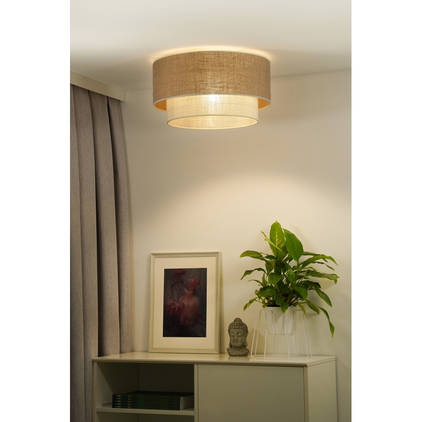 Duolla - Taklampa YUTE BOHO 1xE27/15W/230V diameter 45 cm brun/grädde
