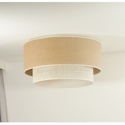 Duolla - Taklampa YUTE BOHO 3xE27/15W/230V diameter 60 cm brun/grädde