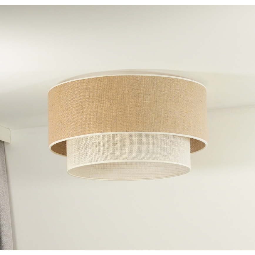 Duolla - Taklampa YUTE BOHO 3xE27/15W/230V diameter 60 cm brun/grädde