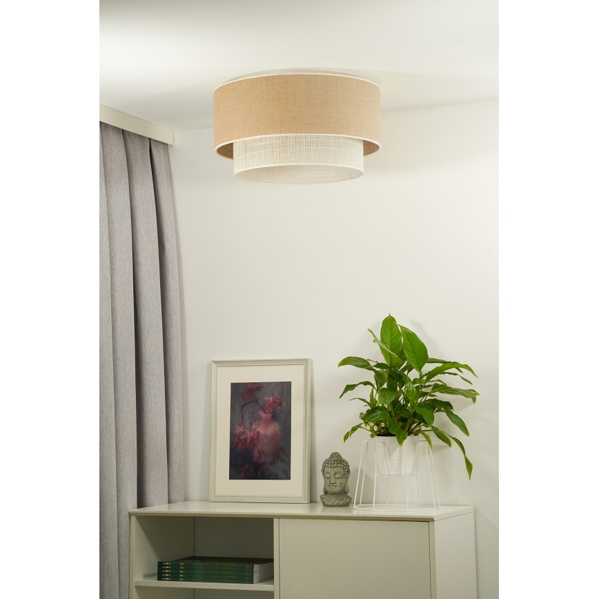 Duolla - Taklampa YUTE BOHO 3xE27/15W/230V diameter 60 cm brun/grädde