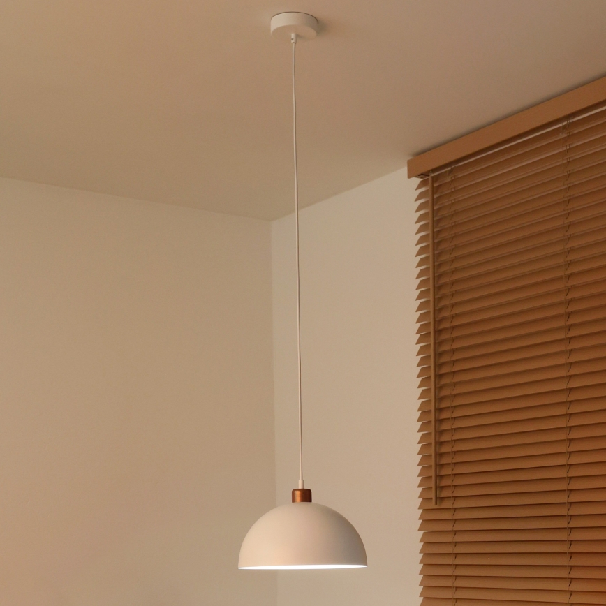 Duolla - Takpendel med kabel IRONLINE 1xE27/15W/230V Ø 27 cm vit/koppar