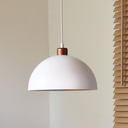 Duolla - Takpendel med kabel IRONLINE 1xE27/15W/230V Ø 27 cm vit/koppar