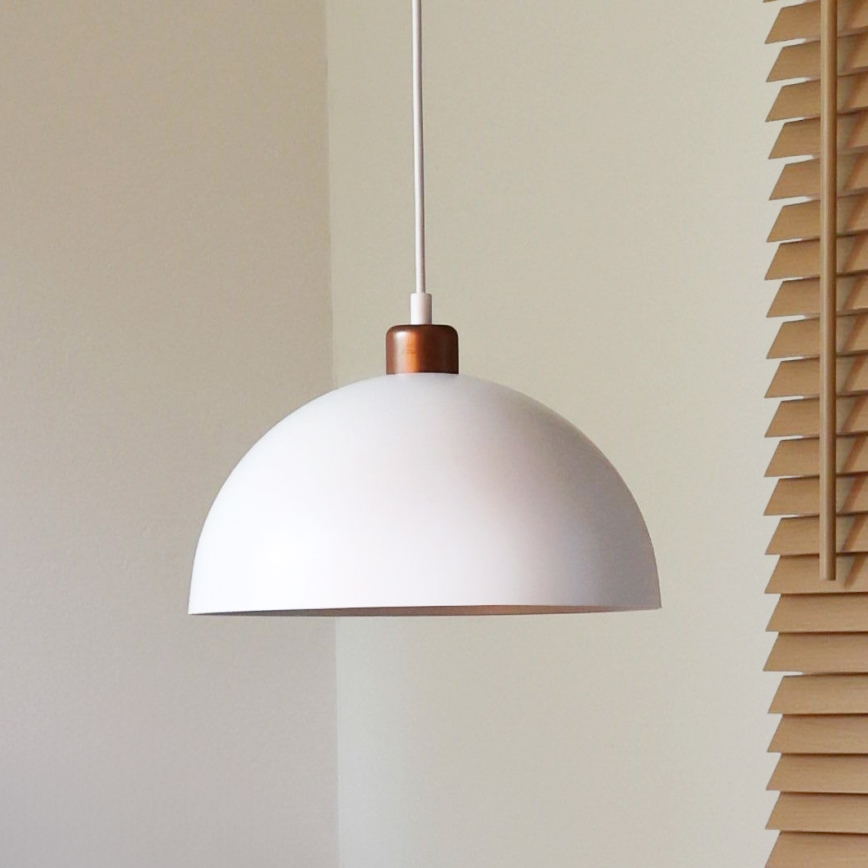 Duolla - Takpendel med kabel IRONLINE 1xE27/15W/230V Ø 27 cm vit/koppar