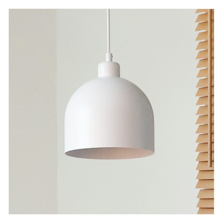 Duolla - Takpendel på sladd IRONLINE 1xE27/15W/230V Ø 17 cm vit