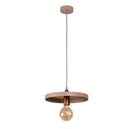 Duolla - Takpendel på vajer IRONLINE 1xE27/15W/230V diam. 30 cm beige/koppar