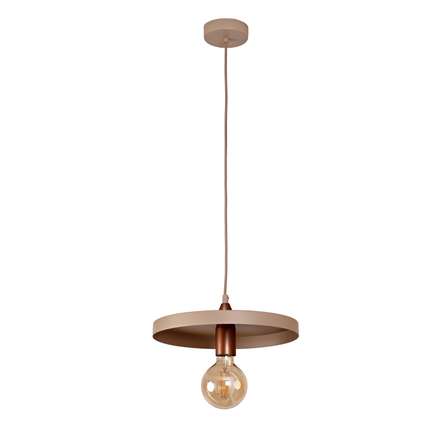 Duolla - Takpendel på vajer IRONLINE 1xE27/15W/230V diam. 30 cm beige/koppar