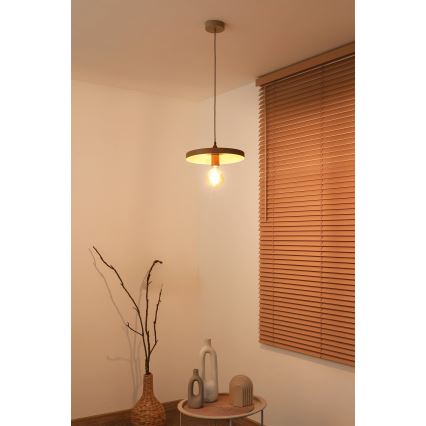 Duolla - Takpendel på vajer IRONLINE 1xE27/15W/230V diam. 30 cm beige/koppar