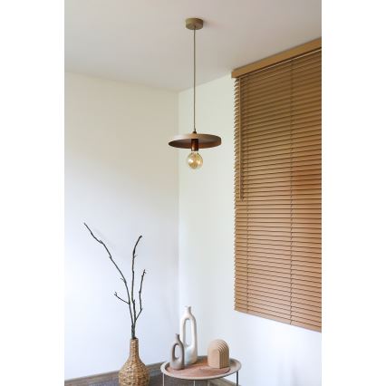 Duolla - Takpendel på vajer IRONLINE 1xE27/15W/230V diam. 30 cm beige/koppar