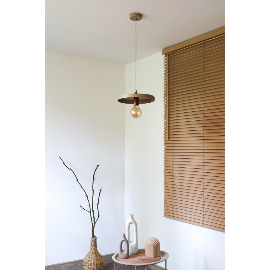 Duolla - Takpendel på vajer IRONLINE 1xE27/15W/230V diam. 30 cm beige/koppar
