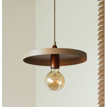 Duolla - Takpendel på vajer IRONLINE 1xE27/15W/230V diam. 30 cm beige/koppar