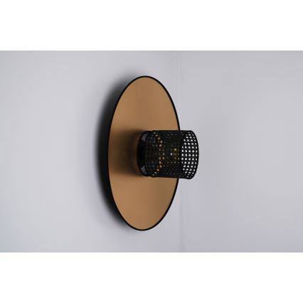 Duolla - Vägglampa TOKYO RATTAN 1xE27/15W/230V diameter 50 cm guld/svart