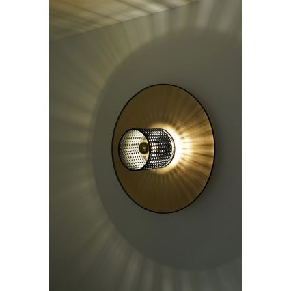 Duolla - Vägglampa TOKYO RATTAN 1xE27/15W/230V diameter 50 cm guld/svart