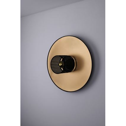 Duolla - Vägglampa TOKYO RATTAN 1xE27/15W/230V diameter 50 cm guld/svart