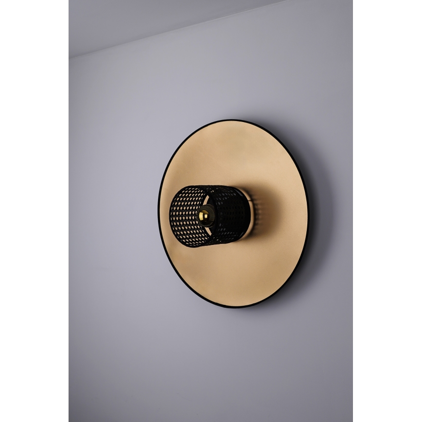 Duolla - Vägglampa TOKYO RATTAN 1xE27/15W/230V diameter 50 cm guld/svart