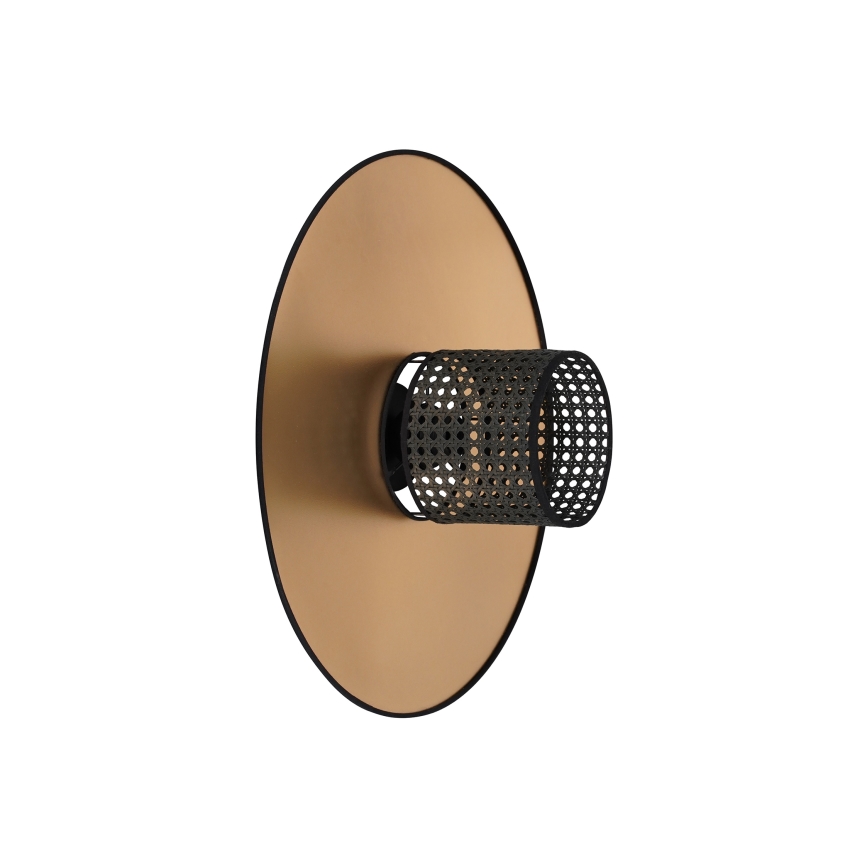 Duolla - Vägglampa TOKYO RATTAN 1xE27/15W/230V diameter 50 cm guld/svart