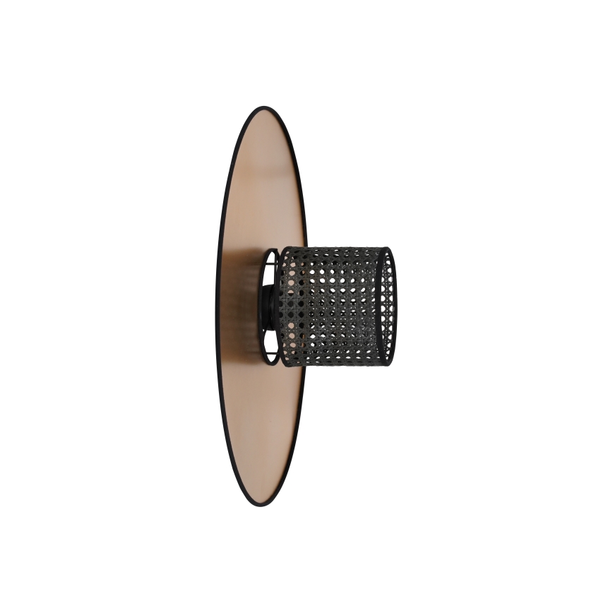 Duolla - Vägglampa TOKYO RATTAN 1xE27/15W/230V diameter 50 cm guld/svart