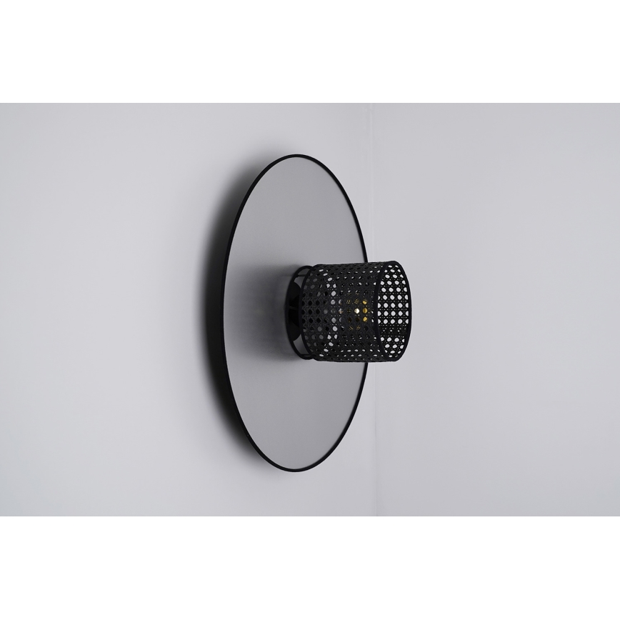 Duolla - Vägglampa TOKYO RATTAN 1xE27/15W/230V diameter 50 cm silver/svart