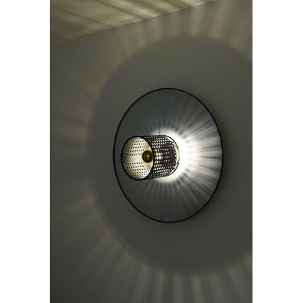 Duolla - Vägglampa TOKYO RATTAN 1xE27/15W/230V diameter 50 cm silver/svart