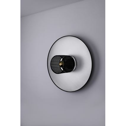 Duolla - Vägglampa TOKYO RATTAN 1xE27/15W/230V diameter 50 cm silver/svart