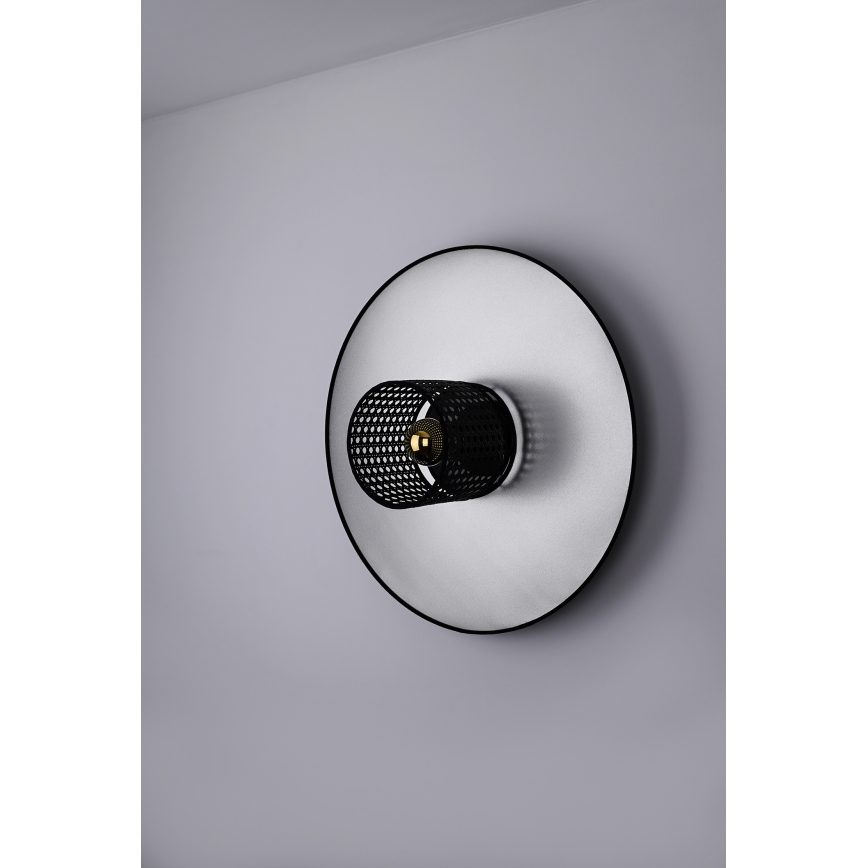 Duolla - Vägglampa TOKYO RATTAN 1xE27/15W/230V diameter 50 cm silver/svart