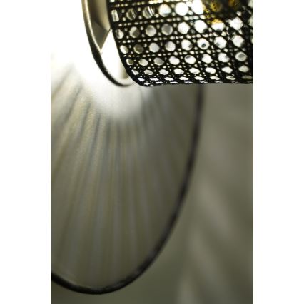 Duolla - Vägglampa TOKYO RATTAN 1xE27/15W/230V diameter 50 cm silver/svart