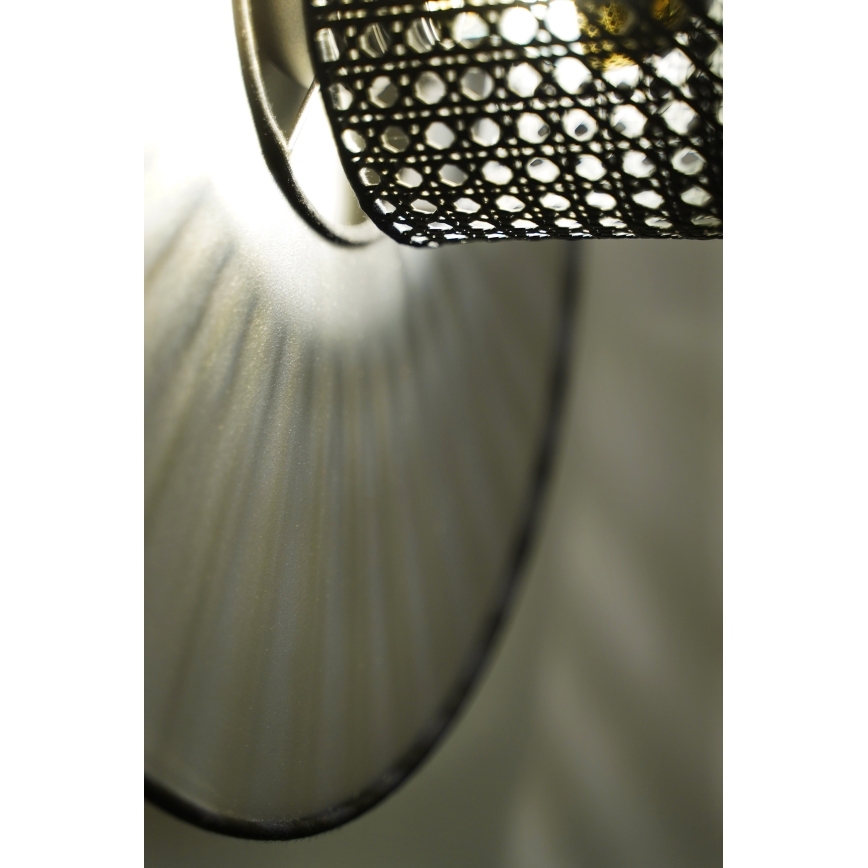 Duolla - Vägglampa TOKYO RATTAN 1xE27/15W/230V diameter 50 cm silver/svart
