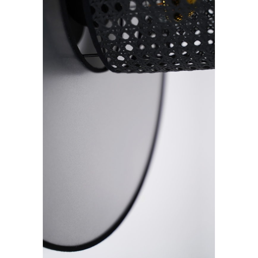 Duolla - Vägglampa TOKYO RATTAN 1xE27/15W/230V diameter 50 cm silver/svart