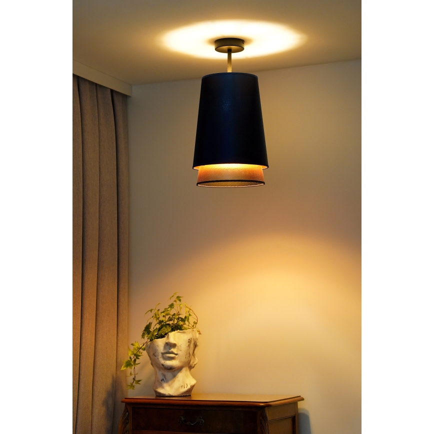 Duolla - Ytmonterad ljuskrona BELL SHINY 1xE27/15W/230V diameter 25 cm blå/koppar