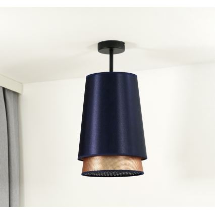Duolla - Ytmonterad ljuskrona BELL SHINY 1xE27/15W/230V diameter 25 cm blå/koppar