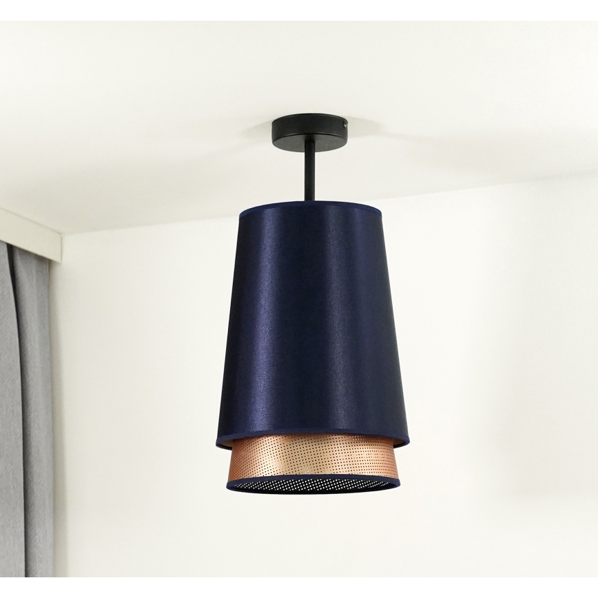 Duolla - Ytmonterad ljuskrona BELL SHINY 1xE27/15W/230V diameter 25 cm blå/koppar