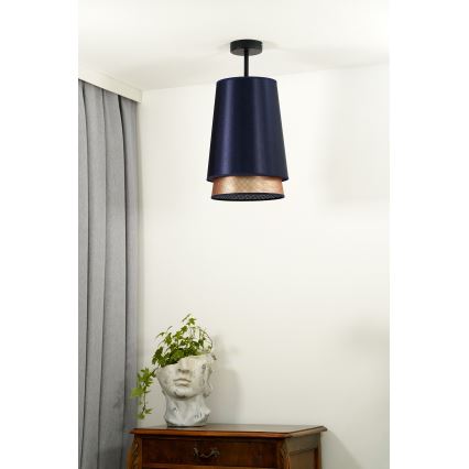 Duolla - Ytmonterad ljuskrona BELL SHINY 1xE27/15W/230V diameter 25 cm blå/koppar