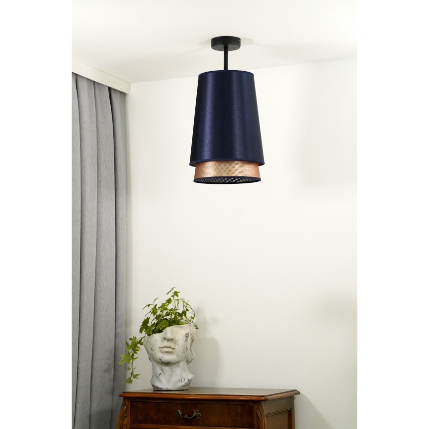 Duolla - Ytmonterad ljuskrona BELL SHINY 1xE27/15W/230V diameter 25 cm blå/koppar