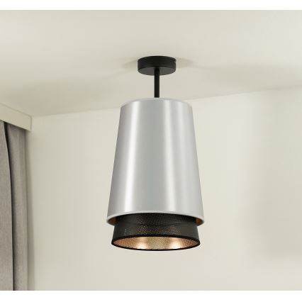 Duolla - Ytmonterad ljuskrona BELL SHINY 1xE27/15W/230V diameter 25 cm silver/svart