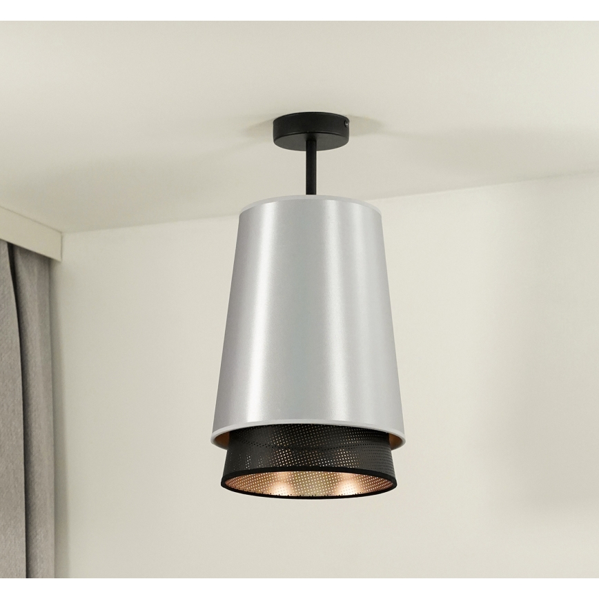 Duolla - Ytmonterad ljuskrona BELL SHINY 1xE27/15W/230V diameter 25 cm silver/svart