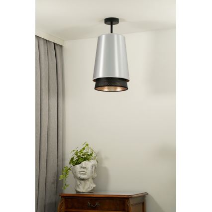 Duolla - Ytmonterad ljuskrona BELL SHINY 1xE27/15W/230V diameter 25 cm silver/svart
