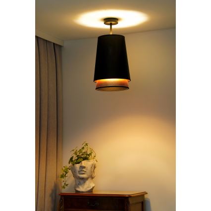 Duolla - Ytmonterad ljuskrona BELL SHINY 1xE27/15W/230V diameter 25 cm svart/koppar