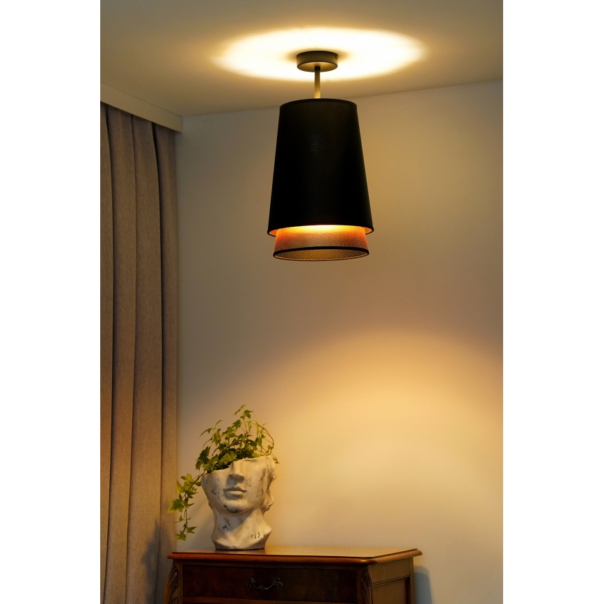 Duolla - Ytmonterad ljuskrona BELL SHINY 1xE27/15W/230V diameter 25 cm svart/koppar