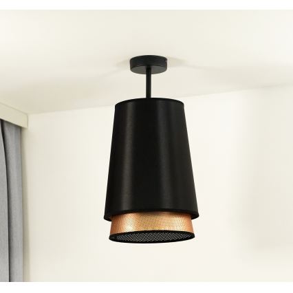Duolla - Ytmonterad ljuskrona BELL SHINY 1xE27/15W/230V diameter 25 cm svart/koppar